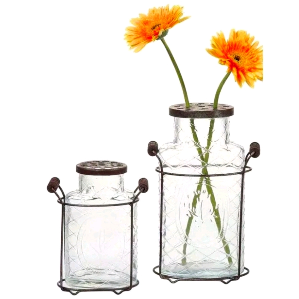3R Studios Glass and Metal Decorative Vases